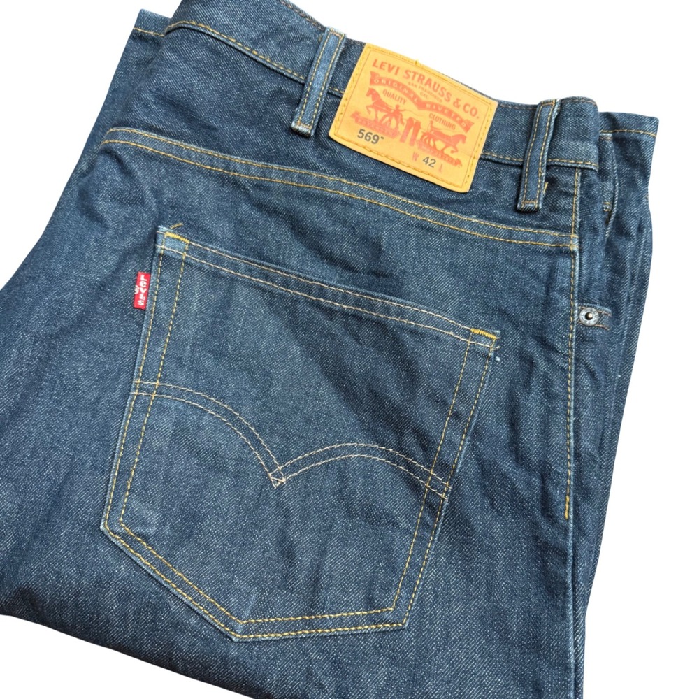 Levis 569 Loose Straight Denim Shorts Mens W42 Indigo Blue‎ Baggy Jorts